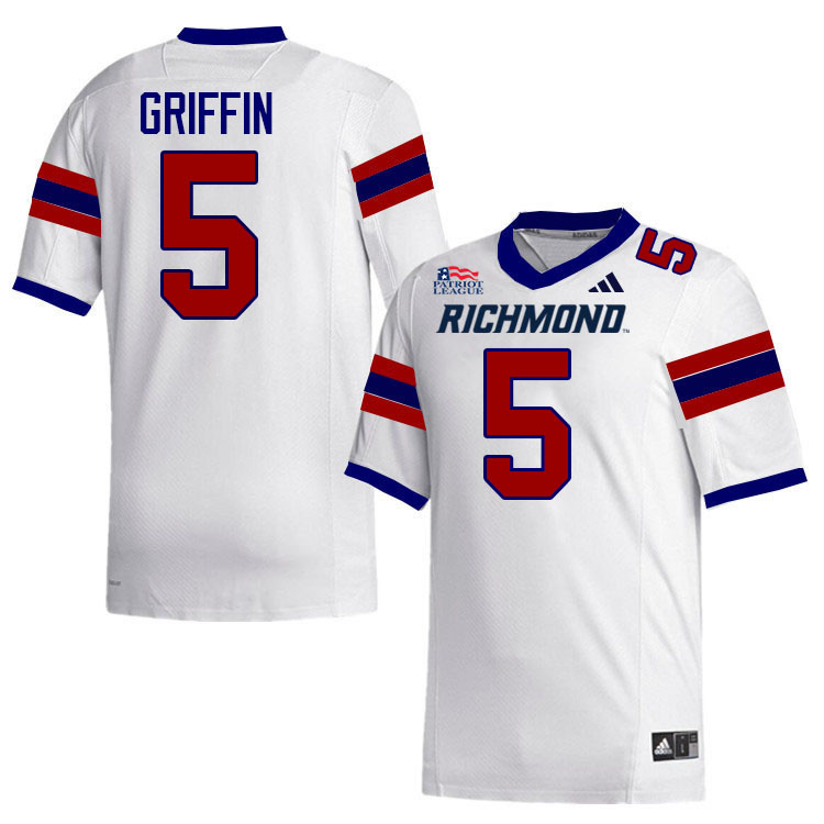 Richmond Spiders #5 Ja'Vion Griffin College Football Jerseys,Uniforms-White